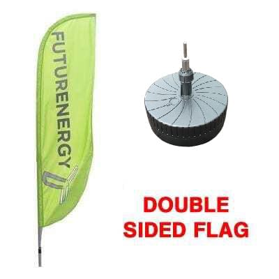 Small Feather flag with 30 litre water fillable base and double sided flag